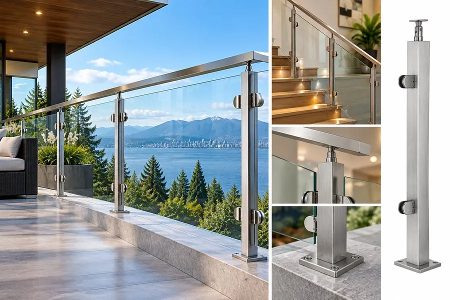 Post Glass Railing System (Clean Architectural Design) — installed glass railing